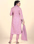 Trendy Traditional Party Wear Salwar Suit Pink Cotton Pant Straight Close-up View