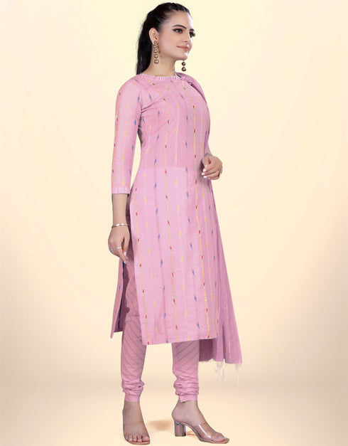 Trendy Traditional Party Wear Salwar Suit Pink Cotton Pant Straight Back View