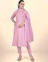Trendy Traditional Party Wear Salwar Suit Pink Cotton Pant Straight Front View
