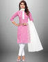 Trendy Traditional Party Wear Salwar Suit Pink Cotton Pant Straight Front View