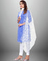 Trendy Traditional Party Wear Salwar Suit Blue Cotton Pant Straight Back View