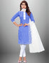 Trendy Traditional Party Wear Salwar Suit Blue Cotton Pant Straight Front View