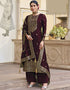 Trendy Traditional Party Wear Salwar Suit Wine Viscose Silk Pant Straight Front View
