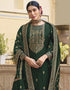 Trendy Traditional Party Wear Salwar Suit Green Viscose Silk Pant Straight Close-up View