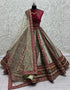 Designer Traditional Wedding Wear Lehenga Choli Pink Velvet Lehenga Choli Front View