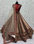 Designer Traditional Wedding Wear Lehenga Choli Maroon Velvet Lehenga Choli Front View