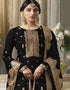 Trendy Traditional Party Wear Salwar Suit Black Viscose Silk Pant Straight Close-up View