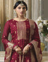 Trendy Traditional Party Wear Salwar Suit Maroon Viscose Silk Pant Straight Close-up View