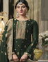 Trendy Traditional Party Wear Salwar Suit Green Viscose Silk Pant Straight Close-up View