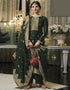 Trendy Traditional Party Wear Salwar Suit Green Viscose Silk Pant Straight Front View