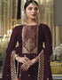 Trendy Traditional Party Wear Salwar Suit Wine Viscose Silk Pant Straight Close-up View