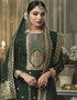 Trendy Traditional Party Wear Salwar Suit Green Viscose Silk Pant Straight Close-up View