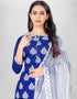 Trendy Traditional Party Wear Salwar Suit Blue Cotton Slab Pant Straight Back View