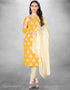 Trendy Traditional Party Wear Salwar Suit Yellow Cotton Slab Pant Straight Front View