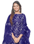 Trendy Designer Party Wear Salwar Suit Blue Organza Pant Straight Back View