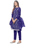 Trendy Designer Party Wear Salwar Suit Blue Organza Pant Straight Front View