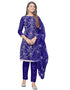 Trendy Designer Party Wear Salwar Suit Blue Organza Pant Straight Front View