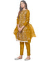 Trendy Designer Party Wear Salwar Suit Mustard Organza Pant Straight Front View