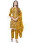 Trendy Designer Party Wear Salwar Suit Mustard Organza Pant Straight Front View