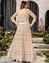 Designer Traditional Wedding Wear Lehenga Choli Beige Net Lehenga Choli Close-up View