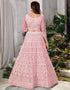 Designer Traditional Wedding Wear Lehenga Choli Pink Net Lehenga Choli Close-up View