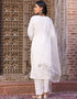 Trendy Designer Party Wear Readymade Salwar Suit White Viscose Chanderi Pant Straight Close-up View