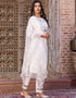 Trendy Designer Party Wear Readymade Salwar Suit White Viscose Chanderi Pant Straight Side View