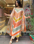Trendy Designer Party Wear Readymade Salwar Suit Orange Muslin Pant Straight Side View