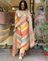 Trendy Designer Party Wear Readymade Salwar Suit Orange Muslin Pant Straight Front View