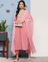 Trendy Designer Party Wear Readymade Salwar Suit Pink Georgette Pant Straight Side View