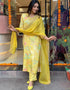 Trendy Designer Party Wear Readymade Salwar Suit Yellow Viscose Muslin Pant Straight Side View