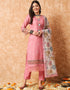 Trendy Designer Party Wear Readymade Salwar Suit Peach Linen Cotton Pant Straight Front View