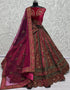 Designer Traditional Wedding Wear Lehenga Choli Pink Velvet Lehenga Choli Front View