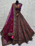 Designer Traditional Wedding Wear Lehenga Choli Purple Velvet Lehenga Choli Front View