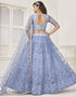 Designer Traditional Wedding Wear Lehenga Choli Blue Butterfly Net Lehenga Choli Close-up View