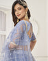 Designer Traditional Wedding Wear Lehenga Choli Blue Butterfly Net Lehenga Choli Back View