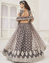Designer Traditional Wedding Wear Lehenga Choli Grey Butterfly Net Lehenga Choli Close-up View