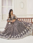 Designer Traditional Wedding Wear Lehenga Choli Grey Butterfly Net Lehenga Choli Back View