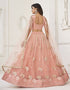 Designer Traditional Wedding Wear Lehenga Choli Peach Butterfly Net Lehenga Choli Close-up View