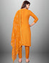Trendy Designer Party Wear Salwar Suit Yellow Cotton Slub Pant Straight Close-up View