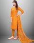 Trendy Designer Party Wear Salwar Suit Yellow Cotton Slub Pant Straight Back View