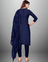 Trendy Designer Party Wear Salwar Suit Blue Cotton Slub Pant Straight Close-up View