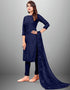 Trendy Designer Party Wear Salwar Suit Blue Cotton Slub Pant Straight Back View