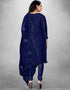 Trendy Designer Party Wear Salwar Suit Blue Organza Pant Straight Close-up View