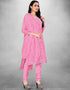 Trendy Designer Party Wear Salwar Suit Pink Organza Pant Straight Front View