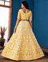 Designer Traditional Wedding Wear Lehenga Choli Yellow Net Lehenga Choli Close-up View