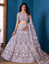 Designer Traditional Wedding Wear Lehenga Choli Grey Net Lehenga Choli Front View
