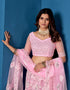 Designer Traditional Wedding Wear Lehenga Choli Pink Net Lehenga Choli Back View