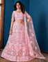 Designer Traditional Wedding Wear Lehenga Choli Pink Net Lehenga Choli Front View