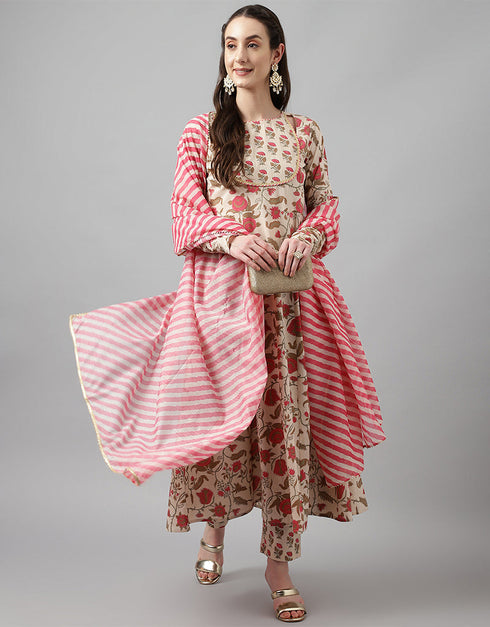 Trendy Designer Party Wear Readymade Salwar Suit White Cotton Pant Straight Side View